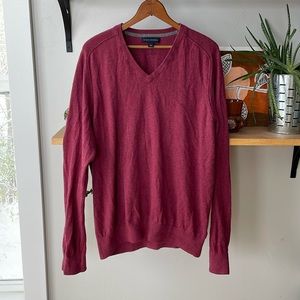 Banana Republic Burgundy Red Lightweight Cotton V Neck Sweater Size Large